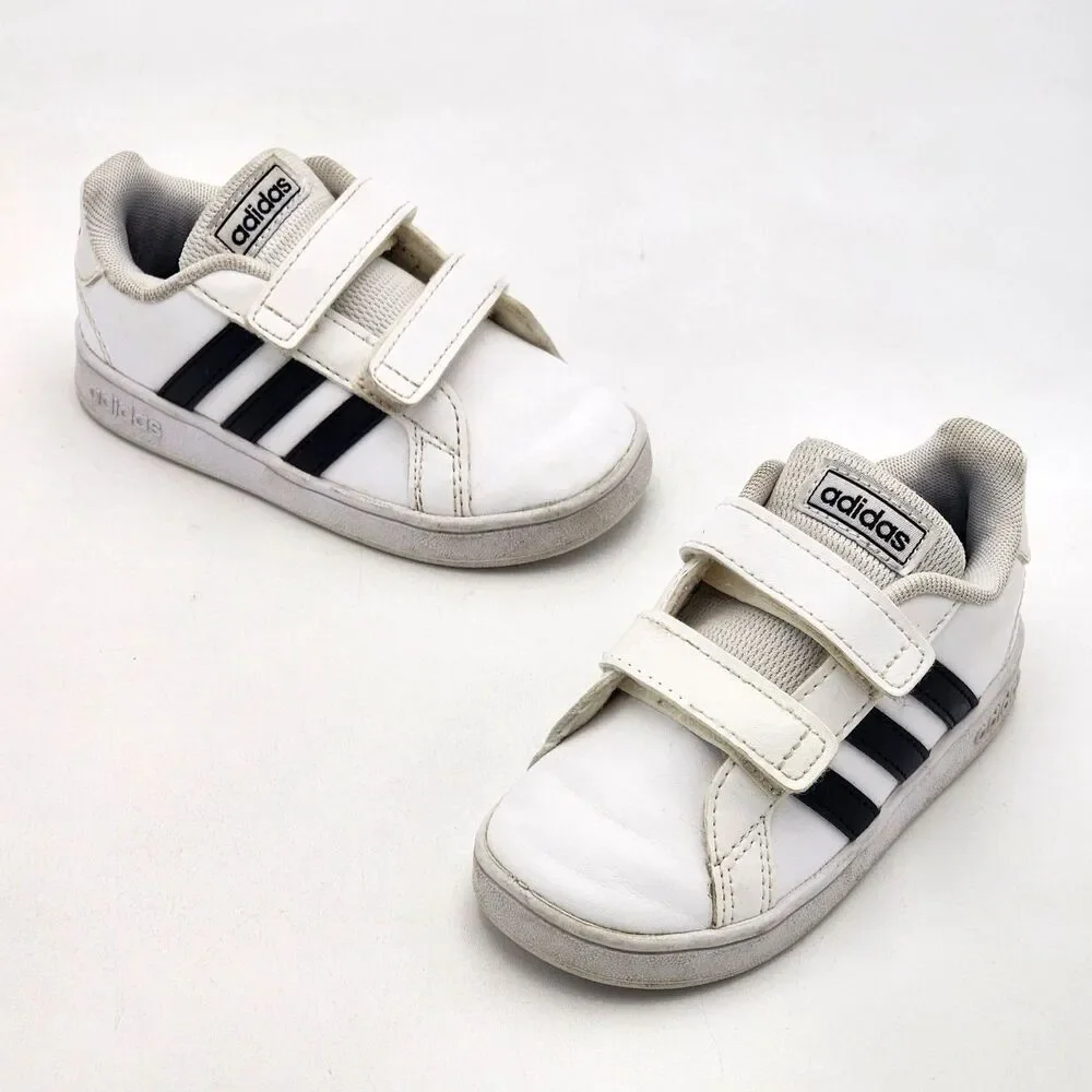 Adidas Kids Grand Court 3.0 Sneakers Shoes Cloud White Black Toddler's Size 7K